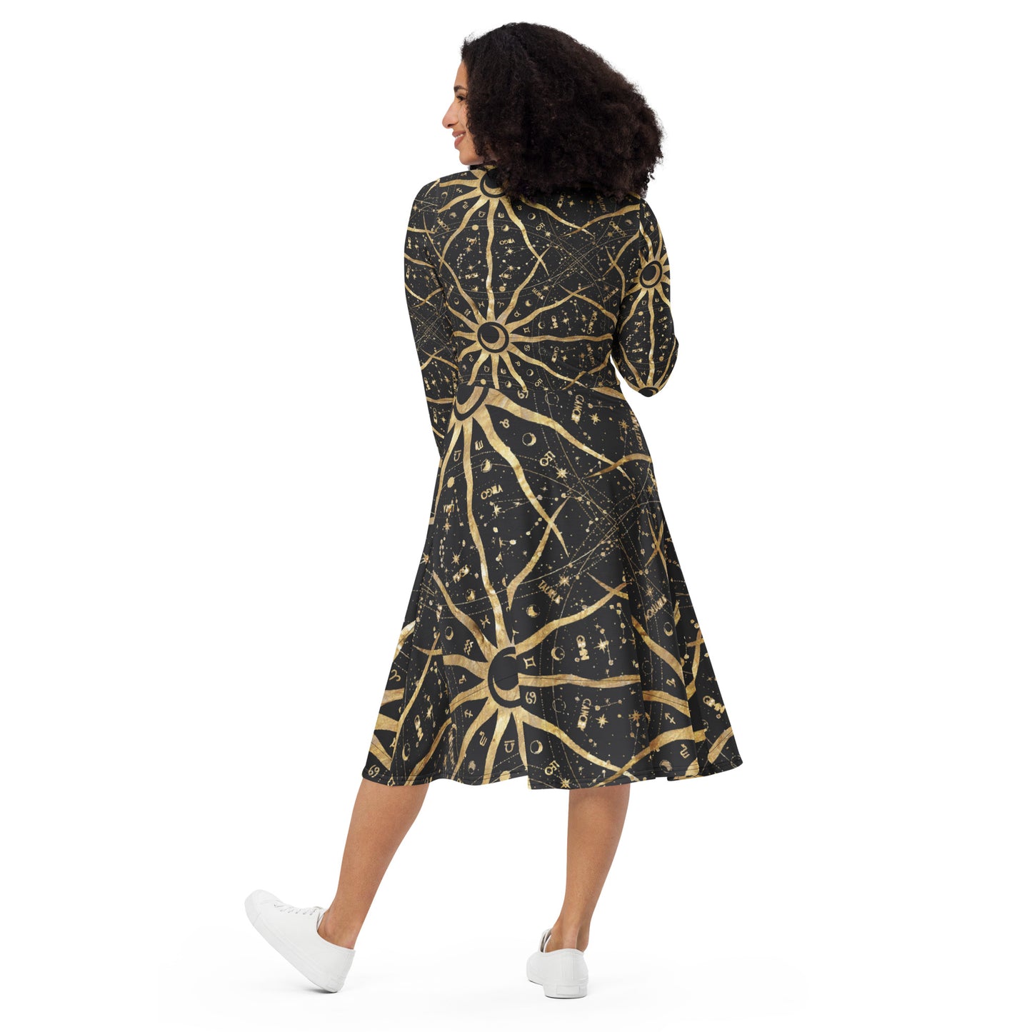 Women's Long Sleeve Midi Dress Ancient Sun - FLAKOUT