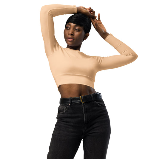 Women's Recycled Long-sleeve Crop Top - Sandy Beach