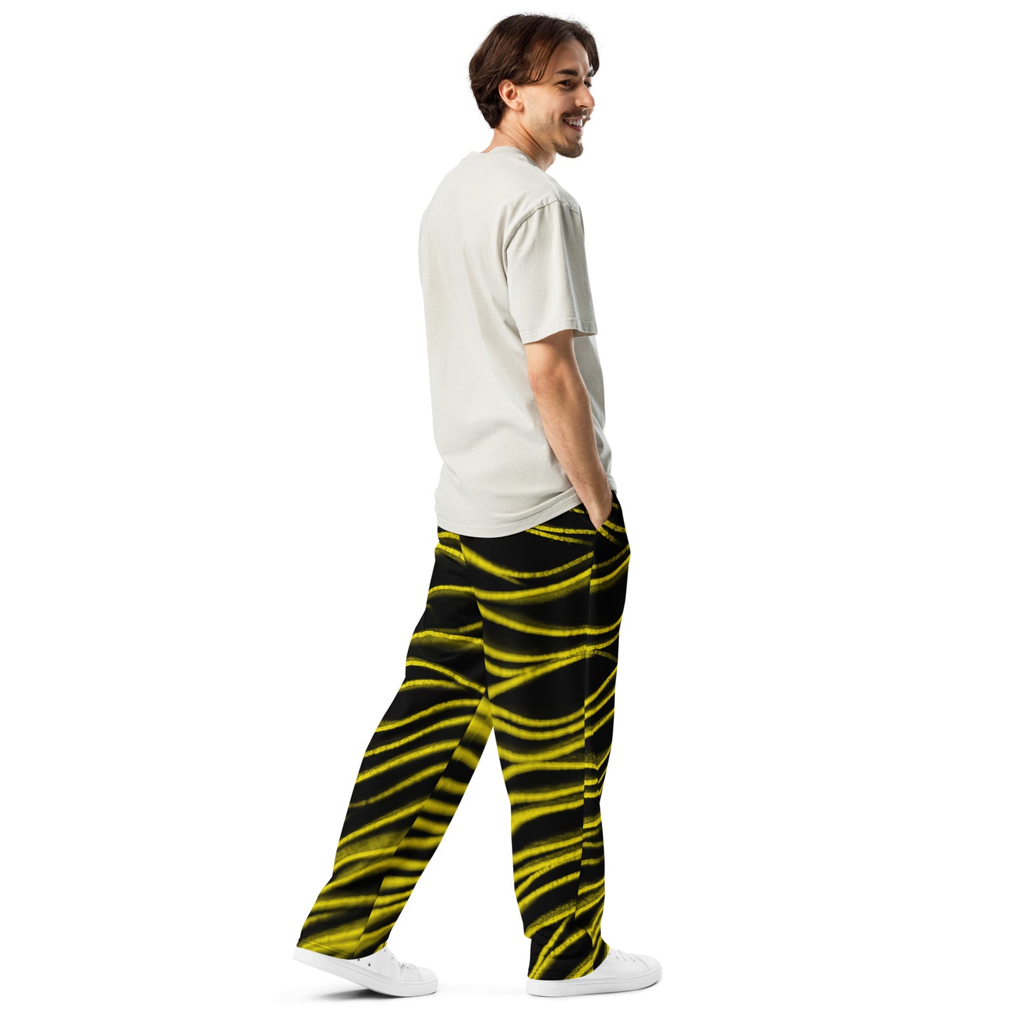 Yellow Glints Unisex Wide-leg Recycled Joggers - FLAKOUT