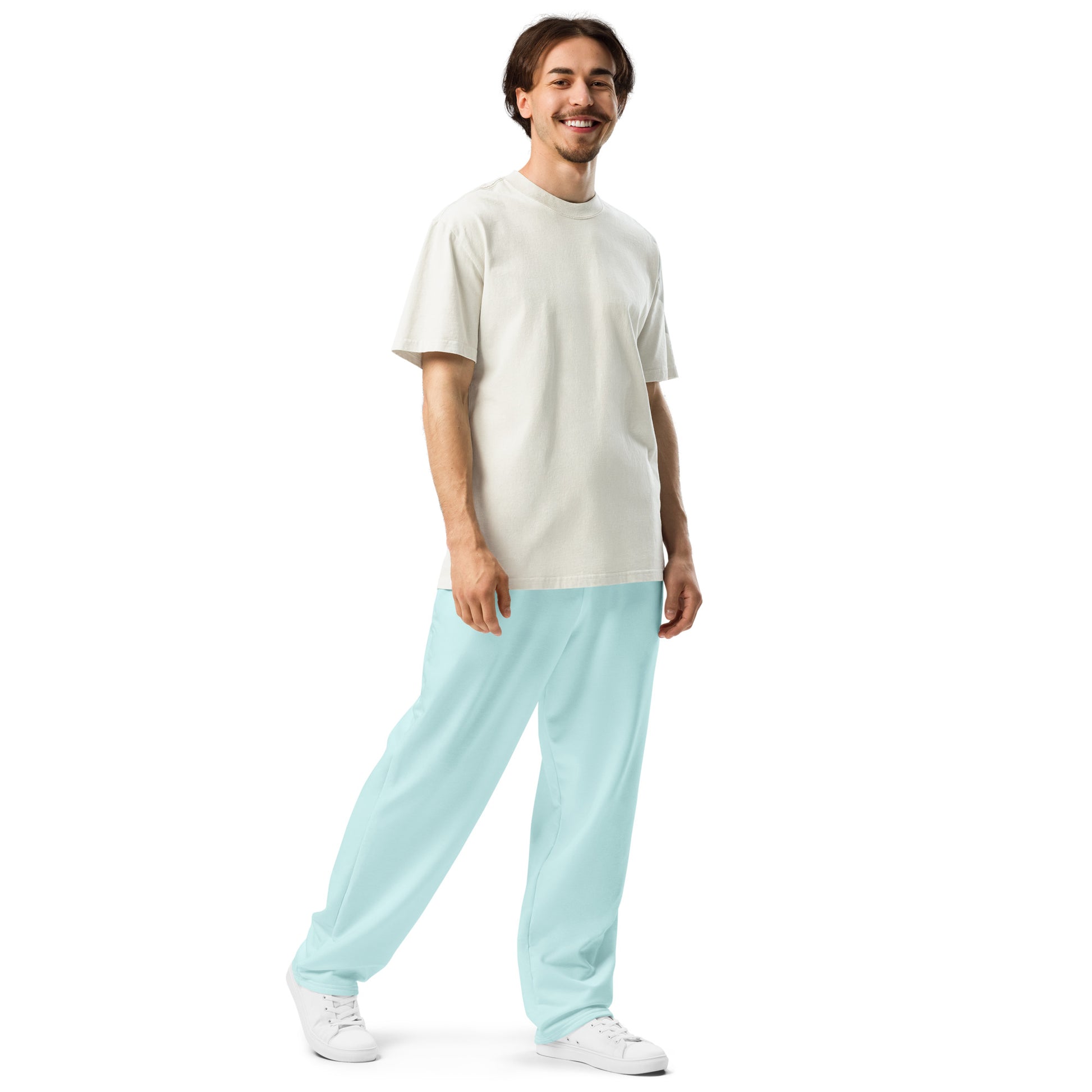 Unisex Wide-leg Recycled Joggers - Light Blue - FLAKOUT