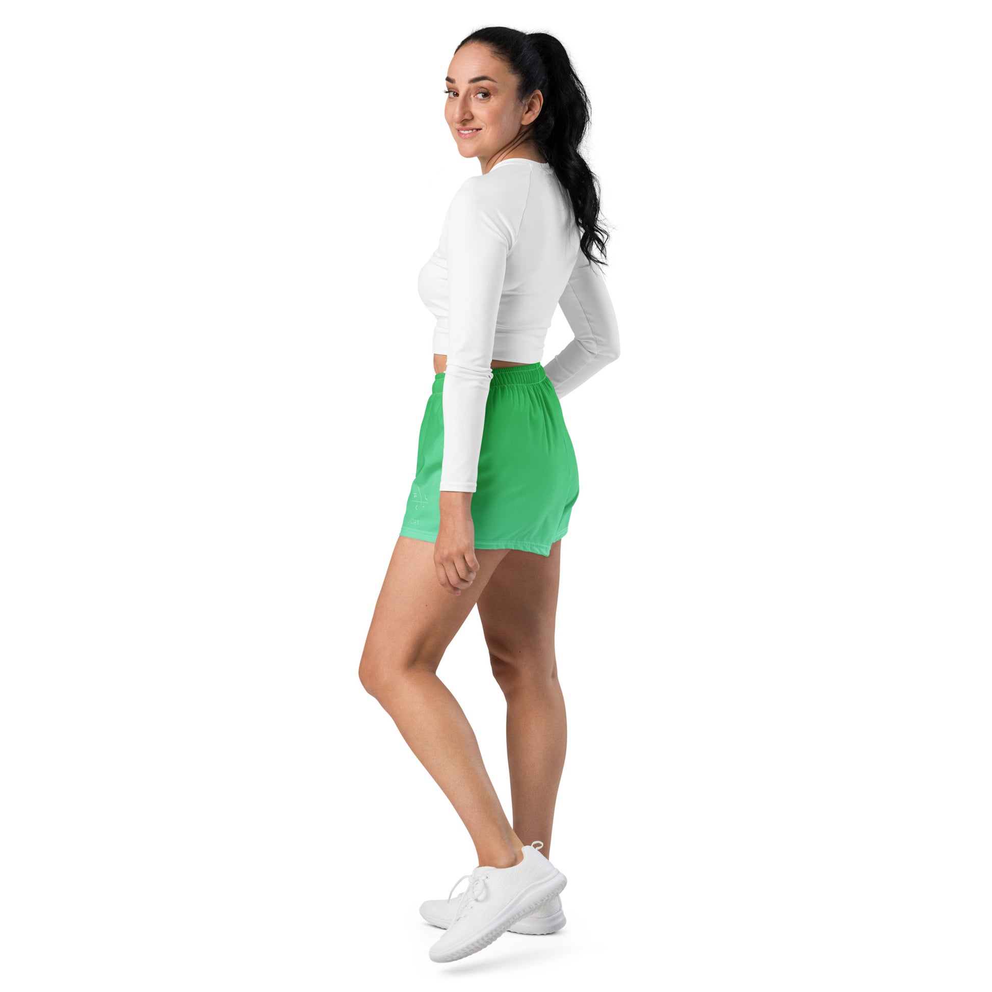 FLAKOUT Sport Emerald Oasis Women’s Recycled Athletic Shorts - FLAKOUT