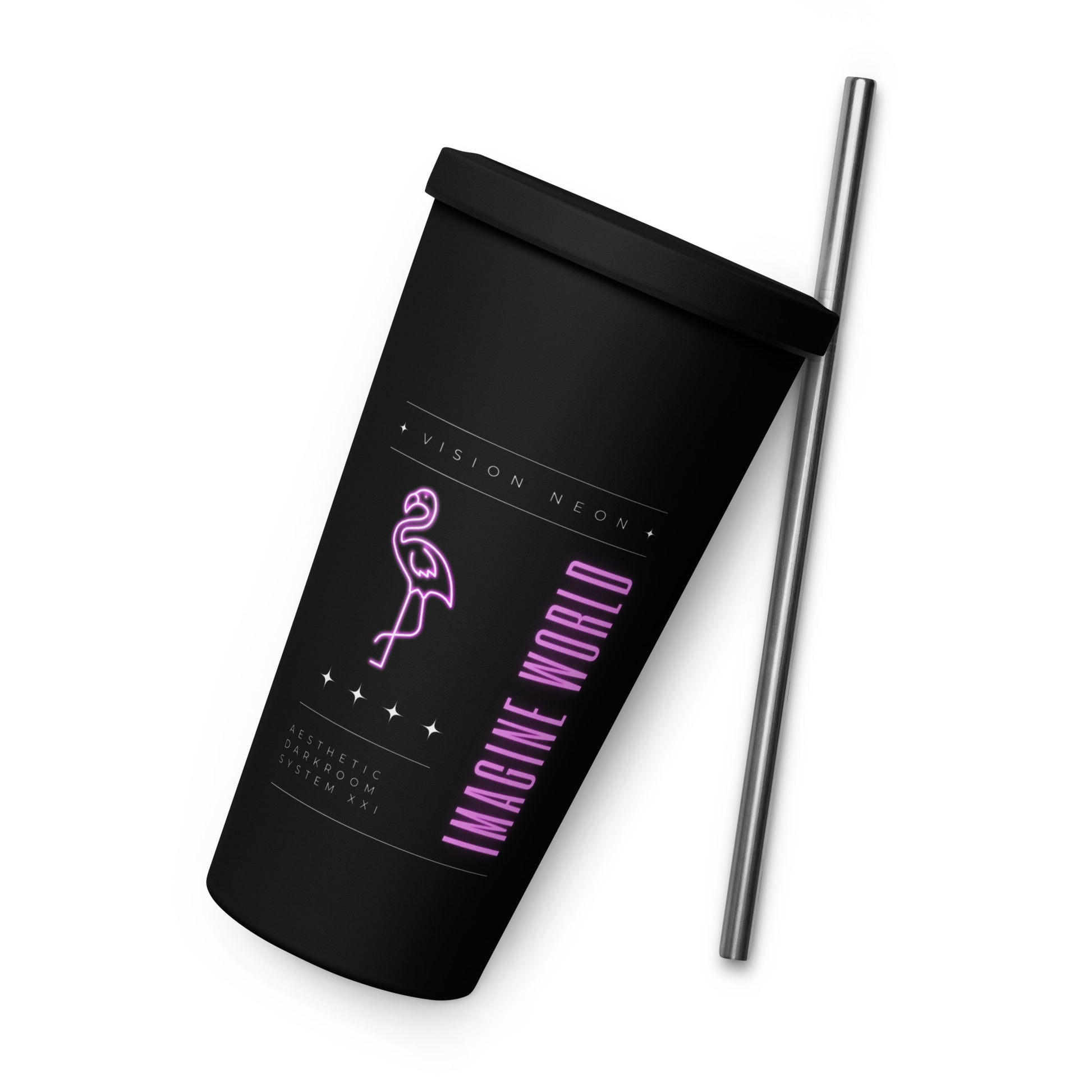 Vision Neon Utopia Insulated Tumbler With A Straw - FLAKOUT