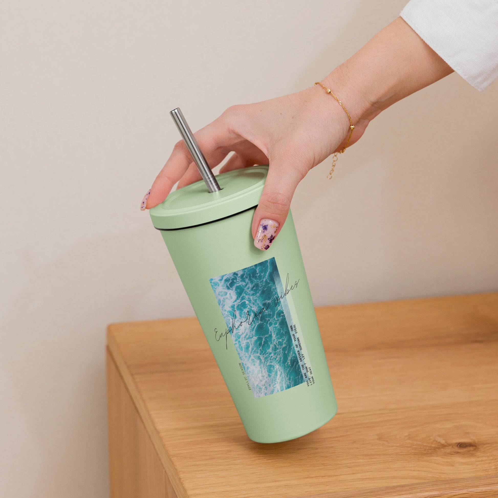 Euphoria Vibes Insulated Tumbler With A Straw - FLAKOUT