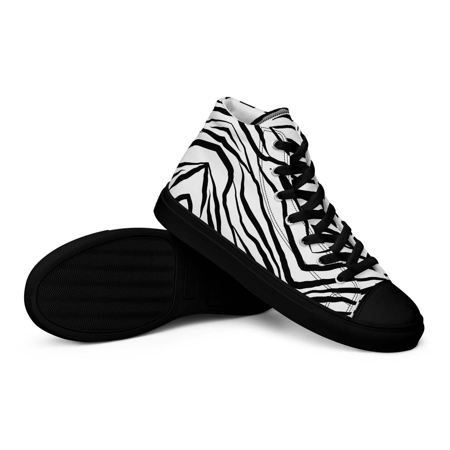 Striped Zebra Vibrance Men’s High Top Canvas Shoes - FLAKOUT