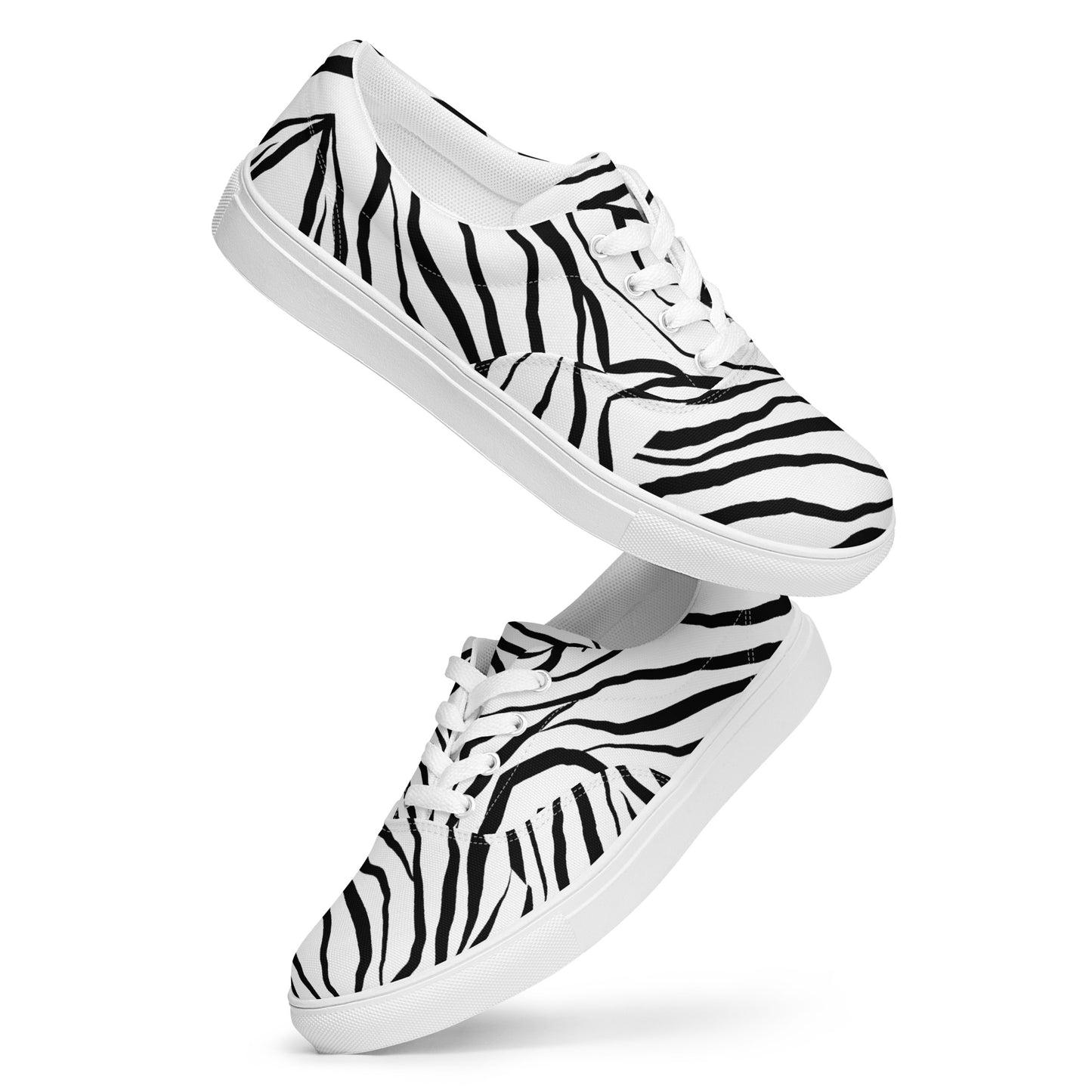 Striped Zebra Vibrance Men’s Lace-up Canvas Shoes - FLAKOUT