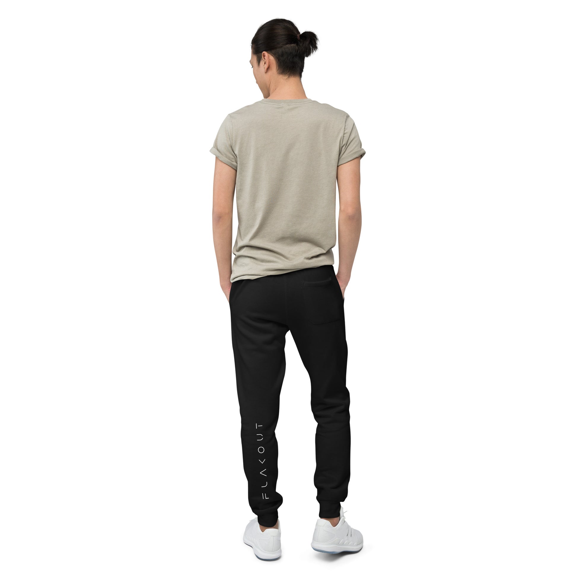 FLAKOUT Logo Back Leg Unisex Fleece Sweatpants - Black - FLAKOUT