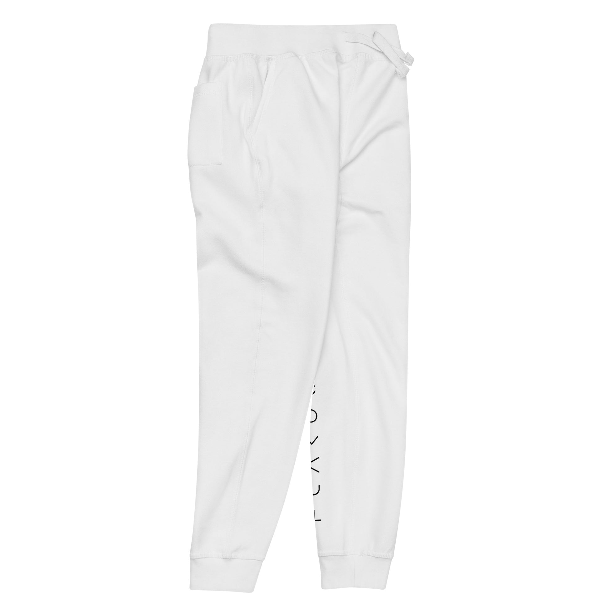 FLAKOUT Logo Back Leg Unisex Fleece Sweatpants - White - FLAKOUT