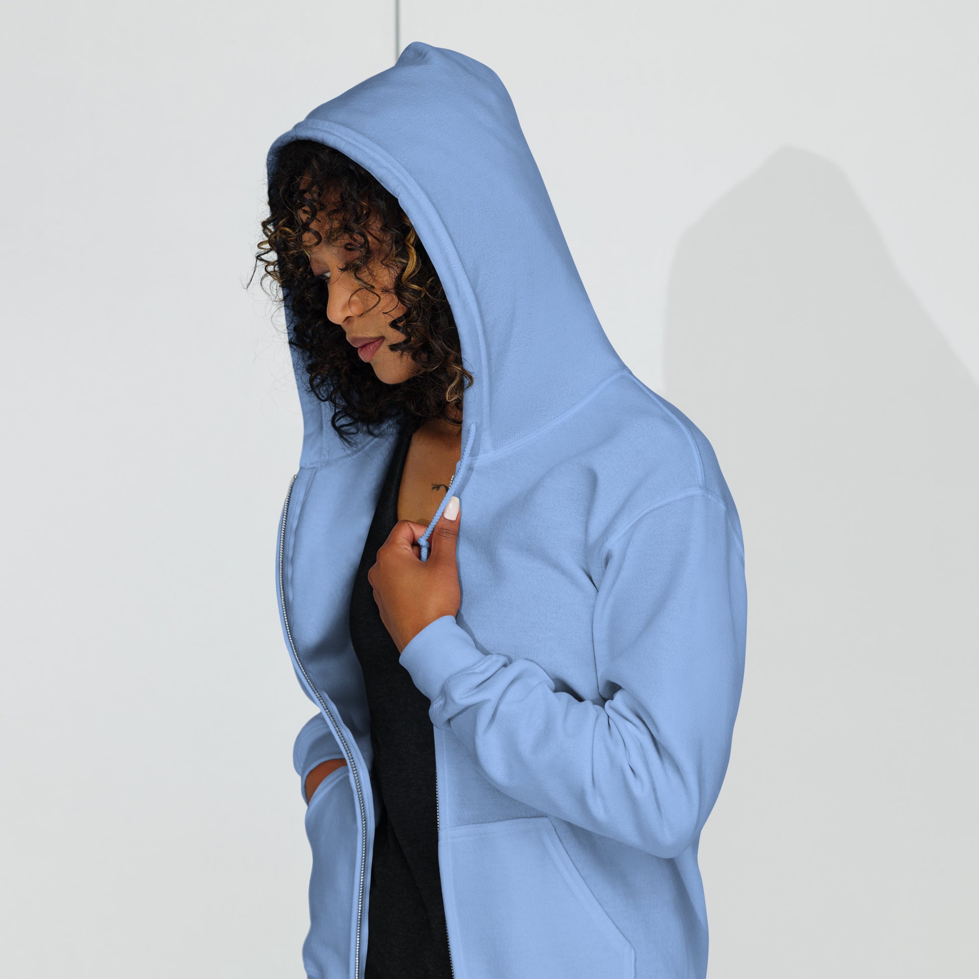 Echoes Of Dejavu Heavy Harmony Fusion Zip Hoodie - Carolina Blue - FLAKOUT