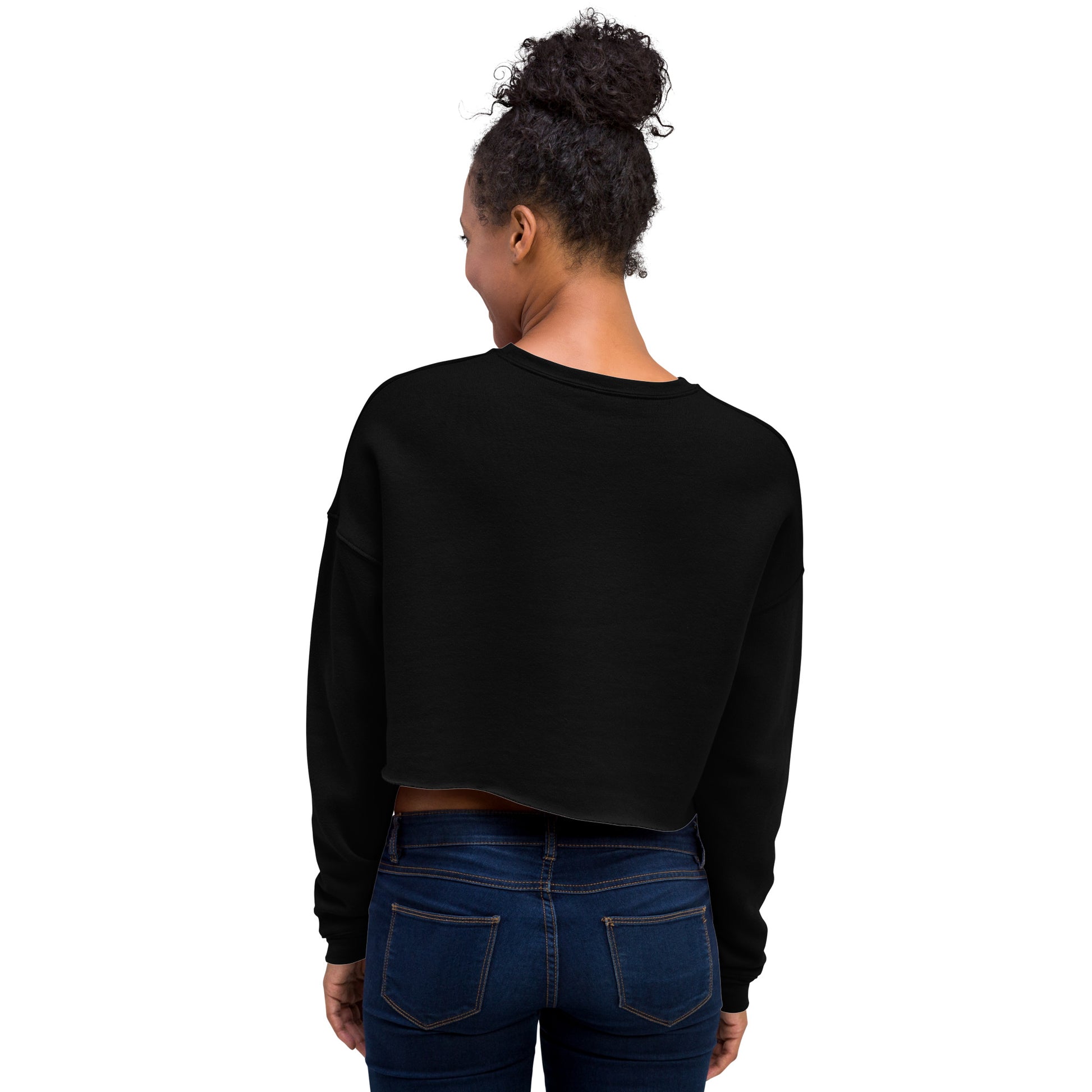 Whispers Of Wings Butterflies Women's Crop Sweatshirt - Black - FLAKOUT