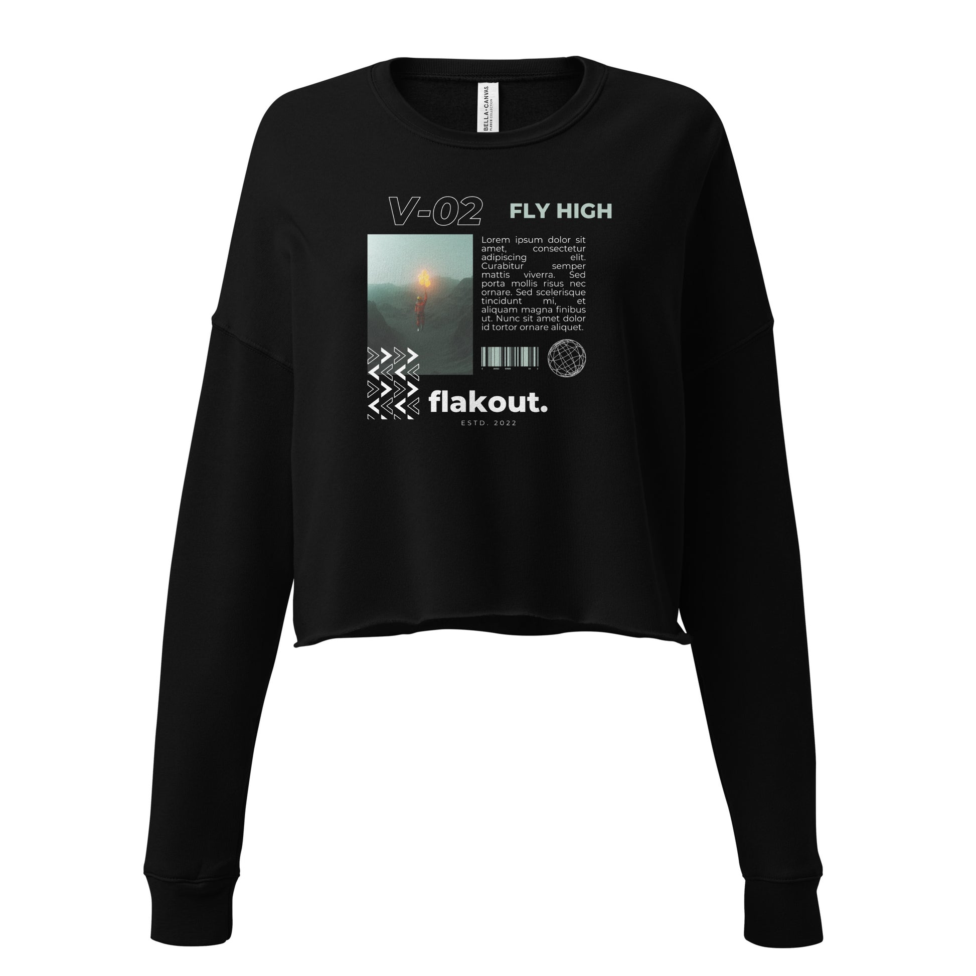 Fly High Voyager Women's Crop Sweatshirt - Black - FLAKOUT