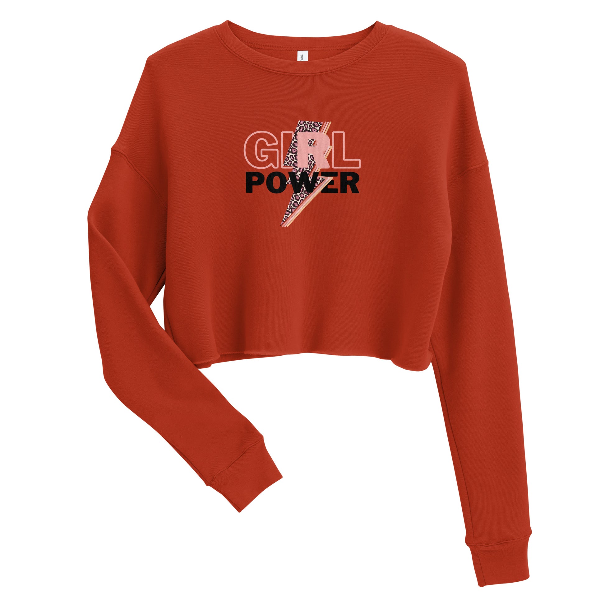 Queenly Girl Power Rebellion Women's Crop Sweatshirt - Brick - FLAKOUT