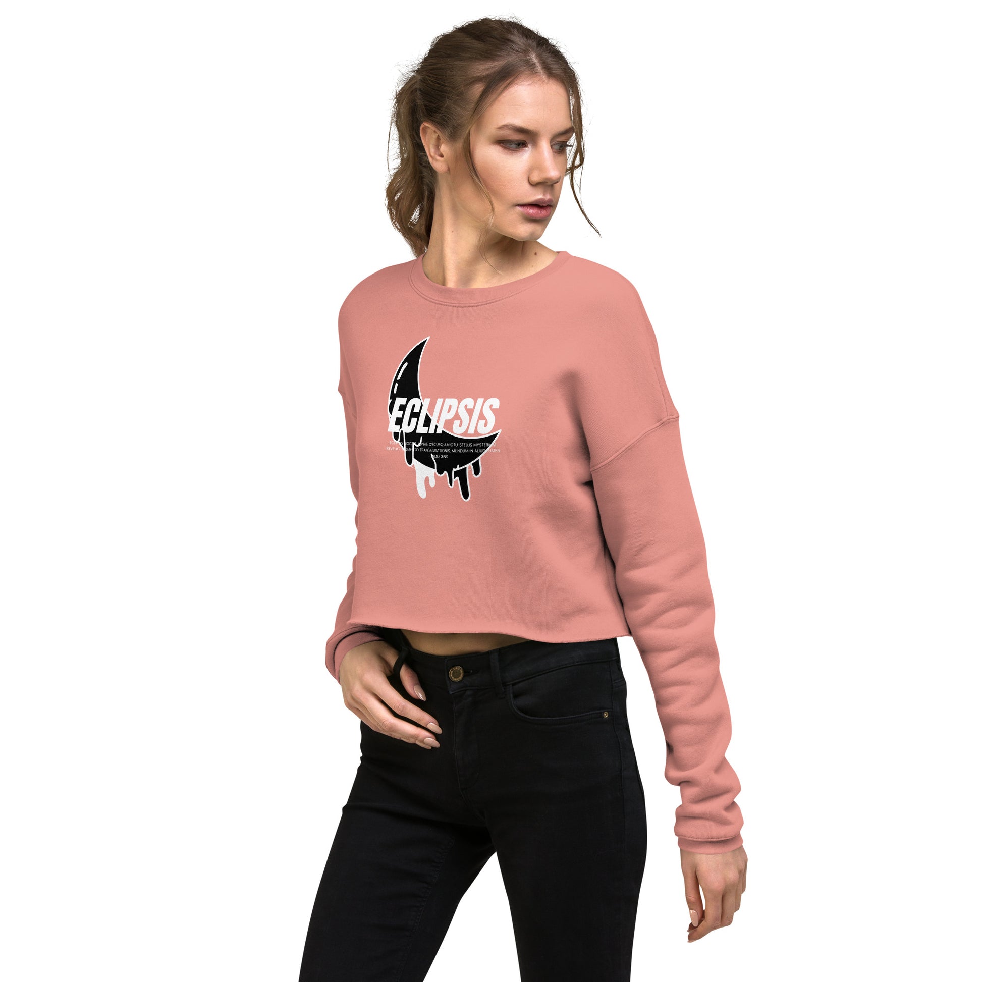 Lunar Eclipsis Women's Crop Sweatshirt - Mauve - FLAKOUT