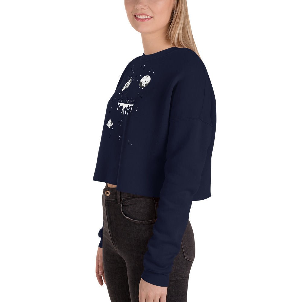 Astronaut Women's Crop Sweatshirt - Navy - FLAKOUT